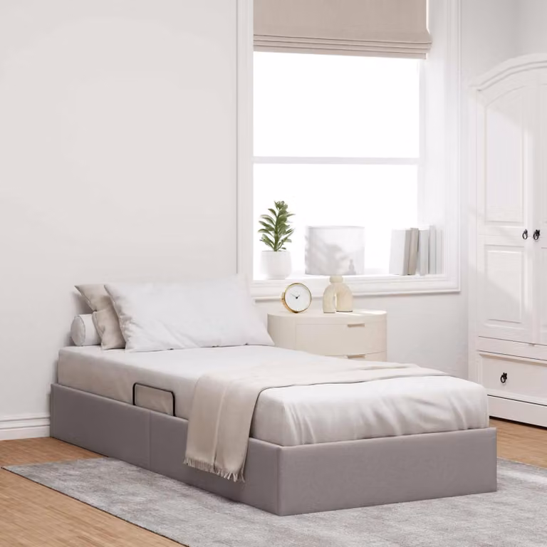 Letto ottomano con contenitore vidaXL Talpa in tessuto beige o grigio L/P: 100 x 200 cm