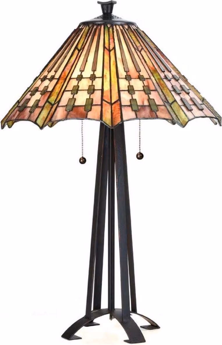 Casa Padrino Lampada da tavolo Tiffany multicolore Ø 50 x H. 76 cm - Lampada da tavolo Tiffany - Lampada decorativa da salotto - Lampada decorativa da tavolo - Lampade Tiffany