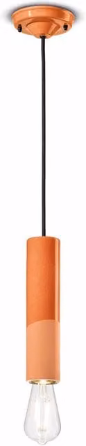 Lampada a sospensione Ferroluce Decò in ceramica arancione con 1 luce E27