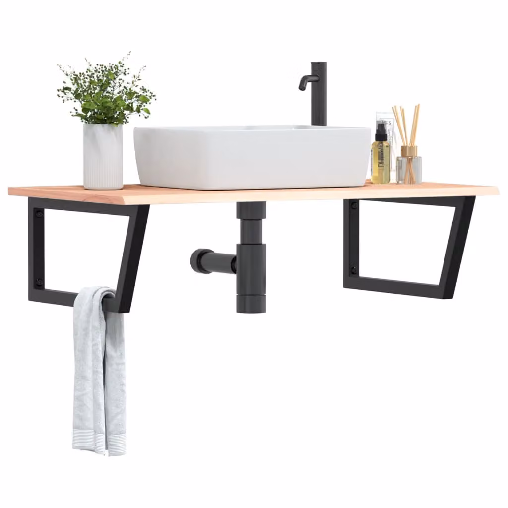 vidaXL Ripiano a Parete per Lavabo in Rovere e Metallo Nero e Marrone