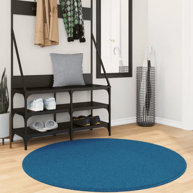 vidaXL Tappeto OVIEDO Rotondo a Pelo Corto Turchese Ø 120 cm