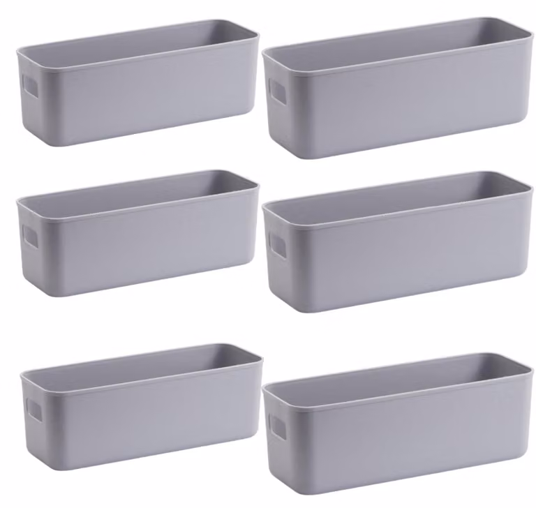 Contenitore leggero - Scatola in plastica con maniglie - Impilabile - Organizzatore per bagno/cucina - 28x10x11 cm - Costruzione robusta - Cesto portaoggetti