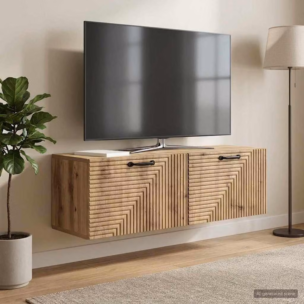 vidaXL Mobile Porta TV da Muro Moderno in Rovere, L 98 cm x P 31 cm x H 30 cm