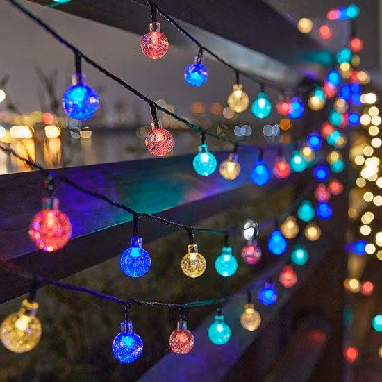 Lampada da campeggio a LED - piccole sfere di cristallo colorate - USB, cavo da 10 metri, 80 LED, sempre luminosa