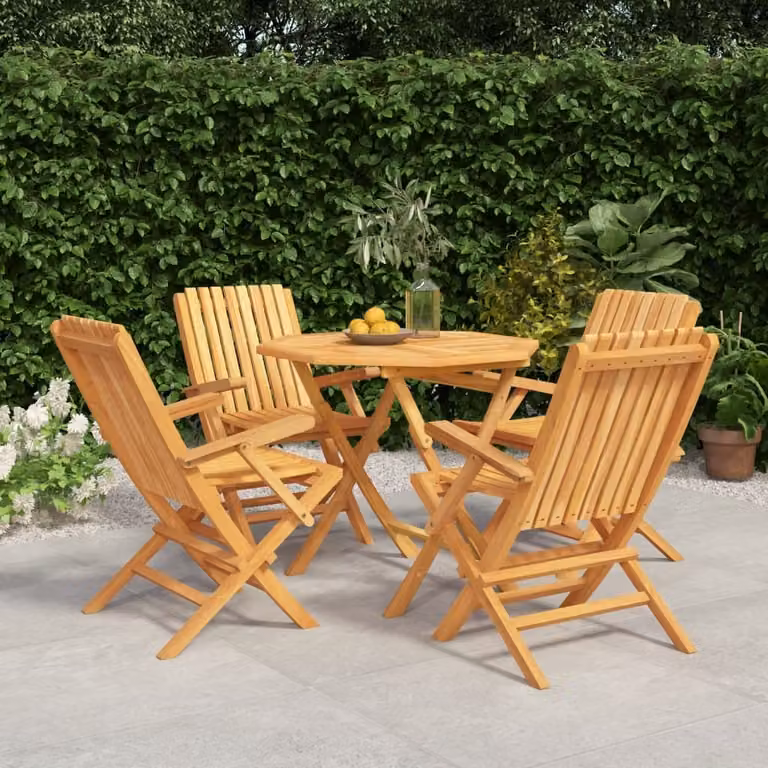 Maison Exclusive - Set da pranzo da giardino in teak massiccio, 5 pezzi