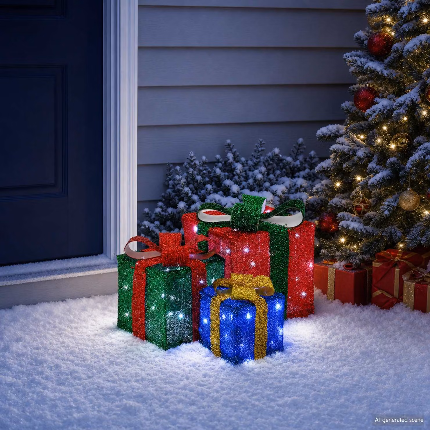 vidaXL Scatola regalo di Natale illuminata 3 pz 64 LED Bianco freddo