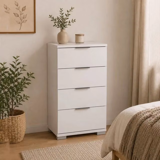 Cassettiera DMORA moderna in MDF bianco L/P/H: 46 x 42 x 79 cm – 1