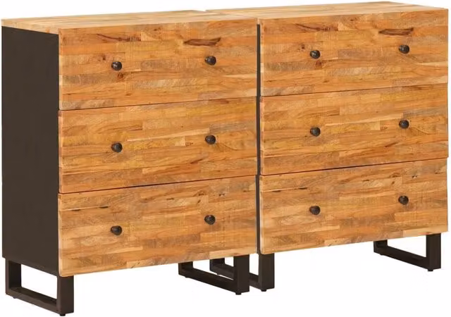 Set di 2 credenze moderne vidaXL in legno di mango massello marrone L: 60 cm, P: 33 cm, H: 75 cm – 2
