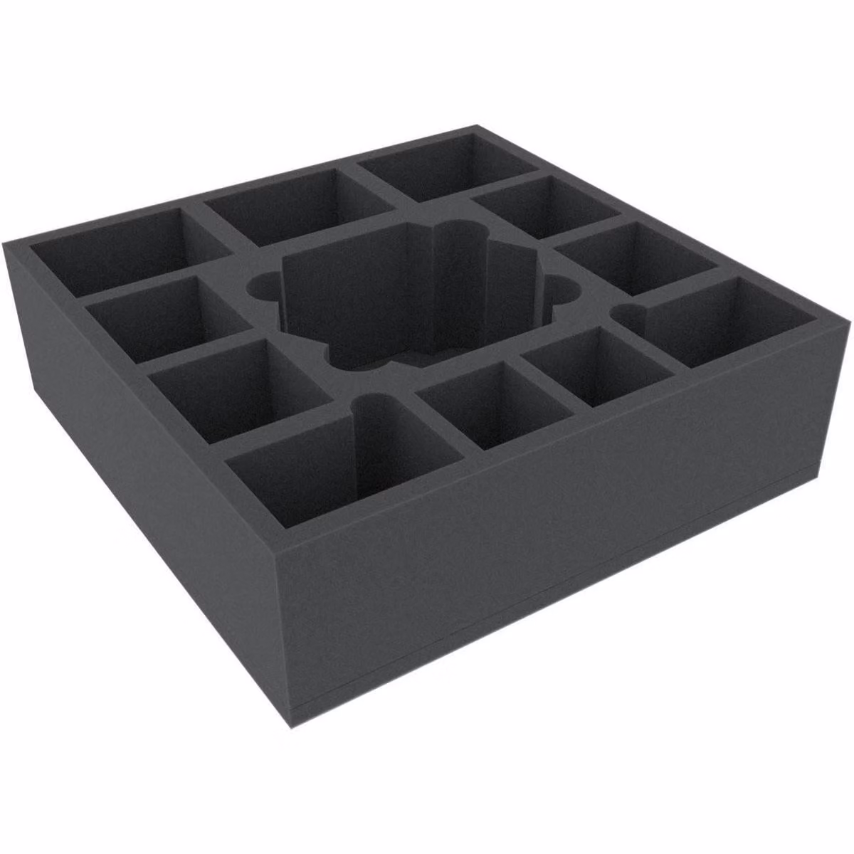 Inserto in schiuma 285x285x85 mm con 12 scomparti per giochi da tavolo