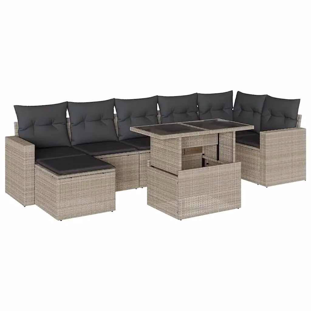 Set Divano da Giardino 8 Pezzi vidaXL in Polyrattan Grigio Antracite con Cuscini – 2