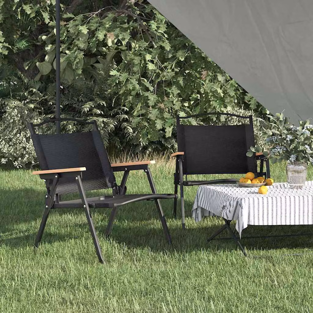 Set di 2 sedie da campeggio vidaXL in tessuto Oxford nero L: 54 cm, P: 43 cm, H: 59 cm