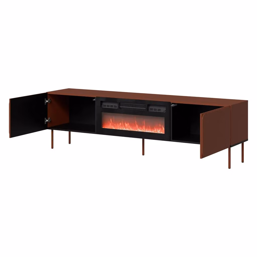 Mobile porta TV Vermezzo DMORA con un ripiano, Marrone Terracotta, L 200 cm x P 42 cm x H 57 cm – 2