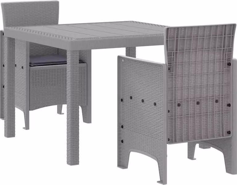 Set da Pranzo per Giardino 3 pcs Grigio chiaro Polipropilene