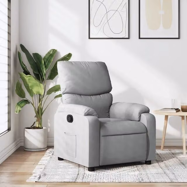 Divano Sedia-Poltrona Reclinabile in Tessuto Grigio Chiaro 813764