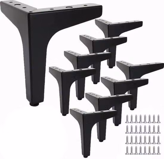 Gambe da tavolo in metallo nero - Set da 8 - 15 cm
