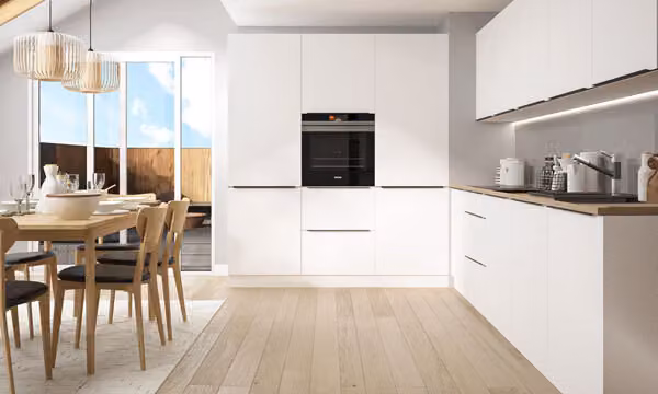 Mobile cucina "Bonn" blocco cucina 300cm estensione parziale bianco opaco bianco frontale