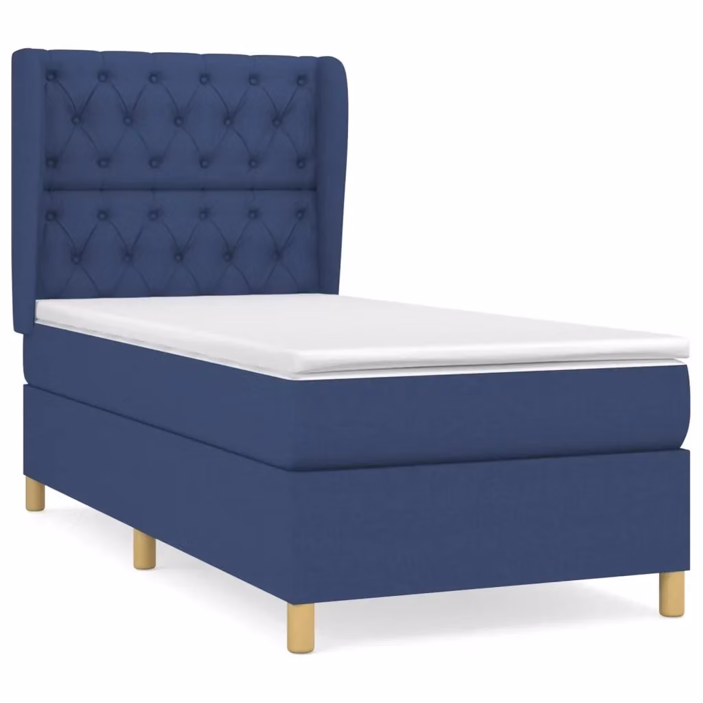 Letto Ibrido vidaXL con Giroletto a Molle e Materasso Blu e Bianco L/P/H: 80 x 200 x 40 cm – 2