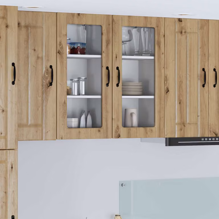 Mobile da parete LUCCA vidaXL in legno e vetro, Rovere, L: 80 cm, P: 40 cm, H: 31 cm