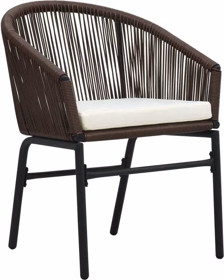 Set da Bistrot 3 pz con Cuscini in Polyrattan Marrone
