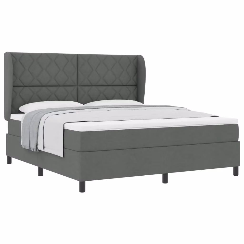Letto a molle moderno vidaXL con testiera in tessuto grigio, L/P/H: 180 x 200 x 128 cm – 2