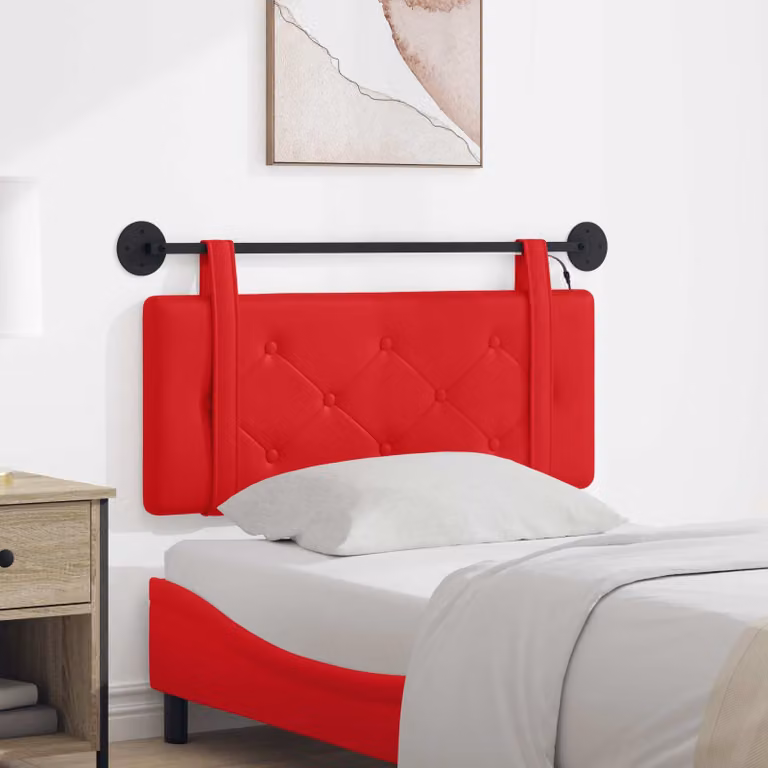 Testiera per letto sospesa vidaXL con luce LED integrata in similpelle rossa