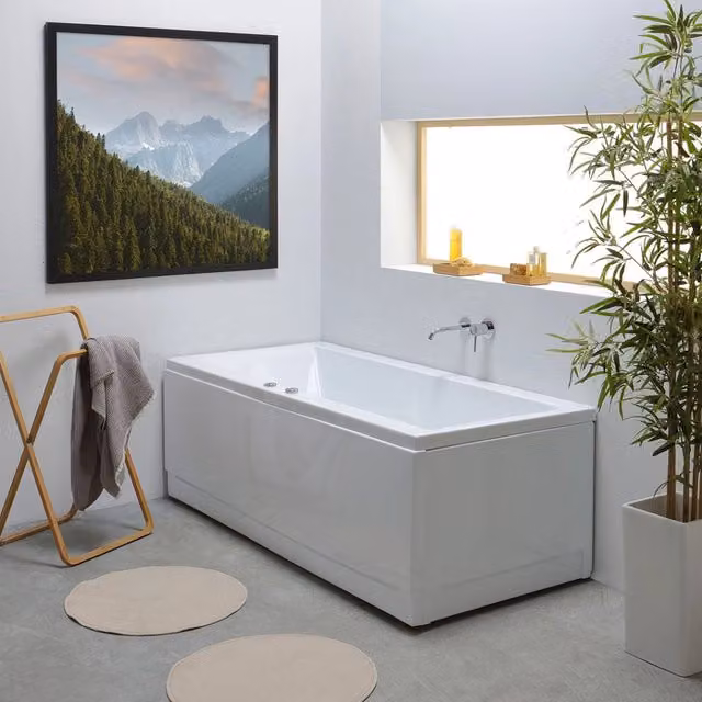 Vasca da bagno rettangolare con idromassaggio IPERBRIKO colore bianco L: 170 cm, P: 75 cm, H: 56 cm