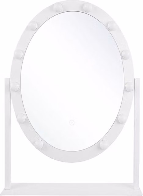 Specchio da toeletta ovale BELIANI con LED bianco e touch switch, stile Hollywood moderno, L: 50 cm, H: 60 cm