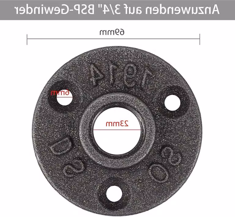 Flange nere, 10 pezzi, da 3/4", con 3 fori, filettatura BSP, flange metalliche per applicazioni industriali, mobili e progetti fai-da-te