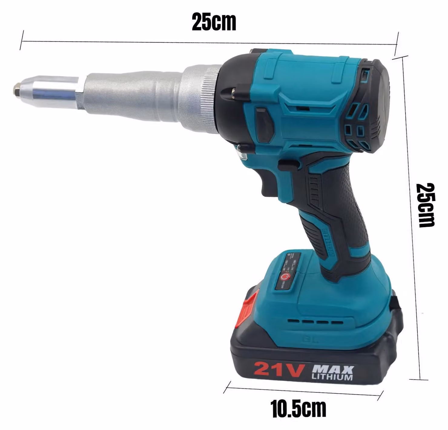 Pistola elettrica per graffette - Pistola per graffette autobloccanti a batteria - 20000 N - Senza spazzole - Adatta per graffette da 2,5/3,2/4,0 mm - 2 batterie