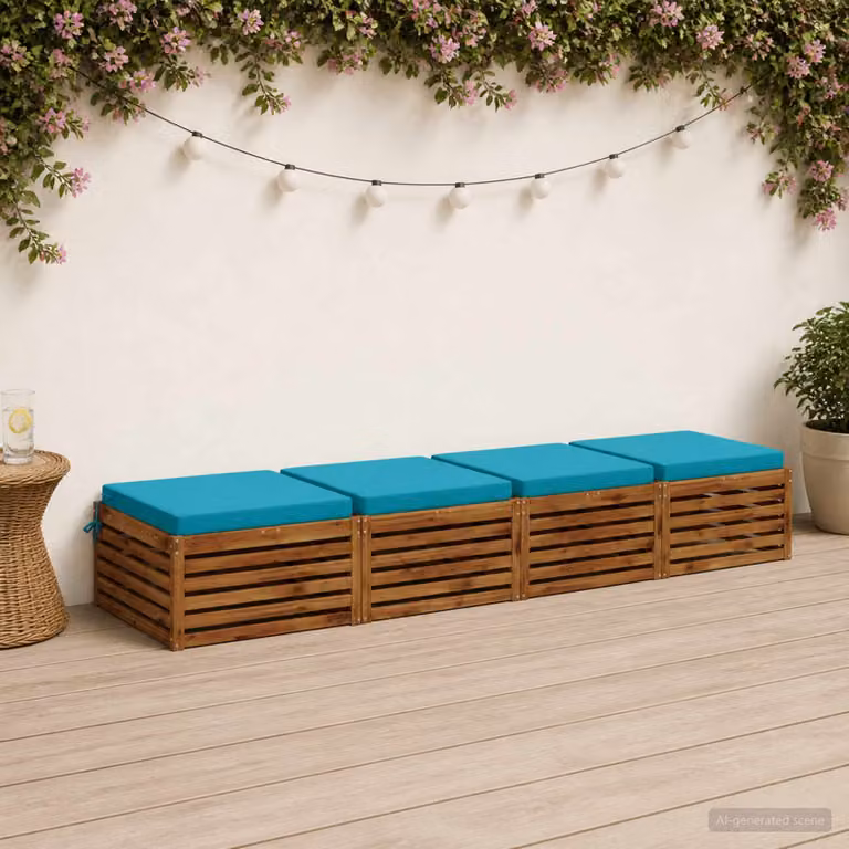 Set di 4 cuscini per sedia vidaXL in poliestere color turchese con fodera lavabile e resistente ai raggi UV