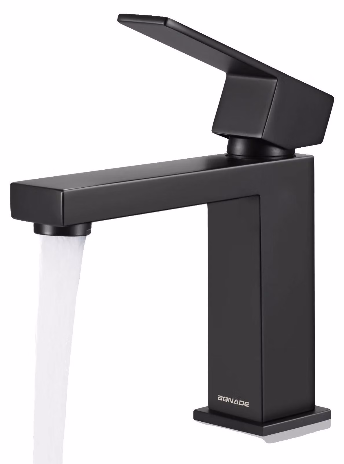 Miscelatore per lavabo, design contemporaneo, acciaio inossidabile resistente, colore nero, attacco G3/8