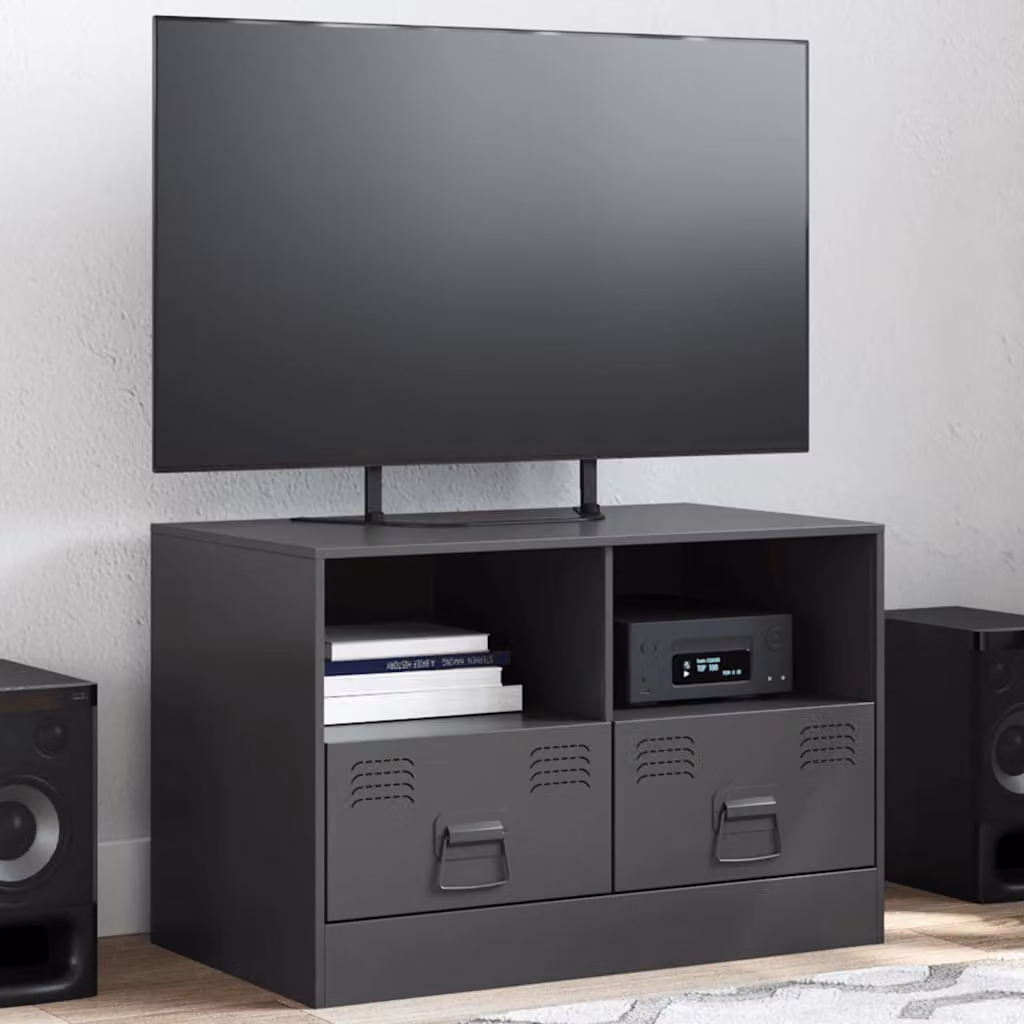 Carrello TV mobile vidaXL in acciaio nero L 67 cm, P 39 cm, H 44 cm