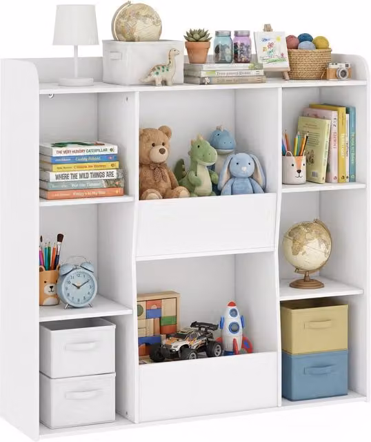 Libreria per bambini XYLO in legno bianco con 8 compartimenti, L: 104 cm, P: 29 cm, H: 101,5 cm