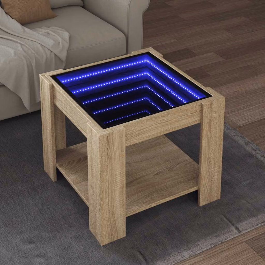 Tavolino da salotto vidaXL in legno Rovere con design moderno, L/P/H: 53 x 53 x 45 cm