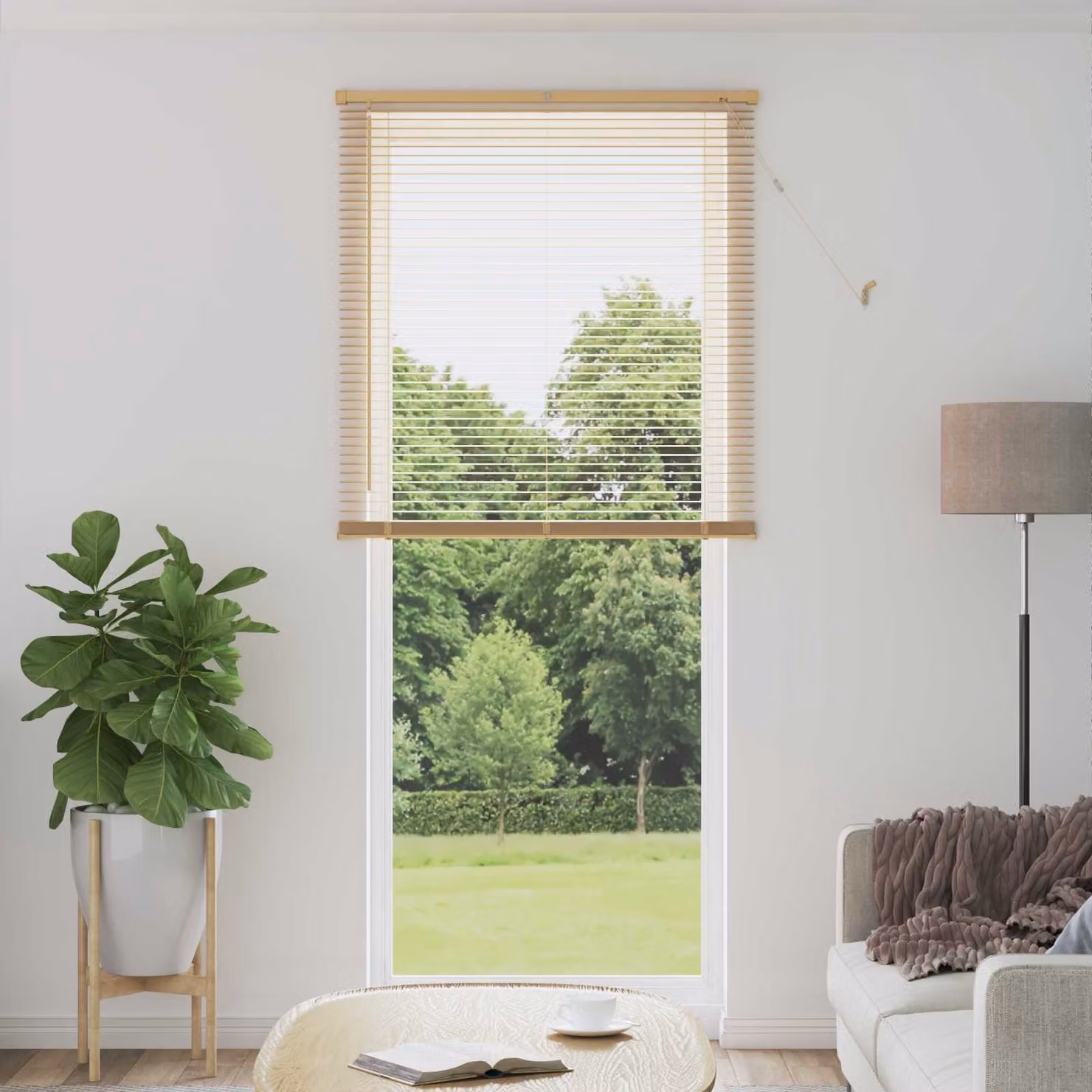vidaXL Tenda Veneziana Marrone Chiaro con Motivo in PVC Semi-trasparente L: 90 cm, H: 213 cm
