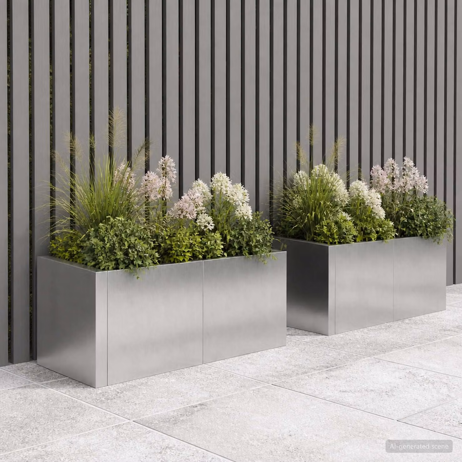 Set di 2 pezzi di aiuole rialzate vidaXL in acciaio inox argento, L: 50 cm, P: 50 cm, H: 30 cm