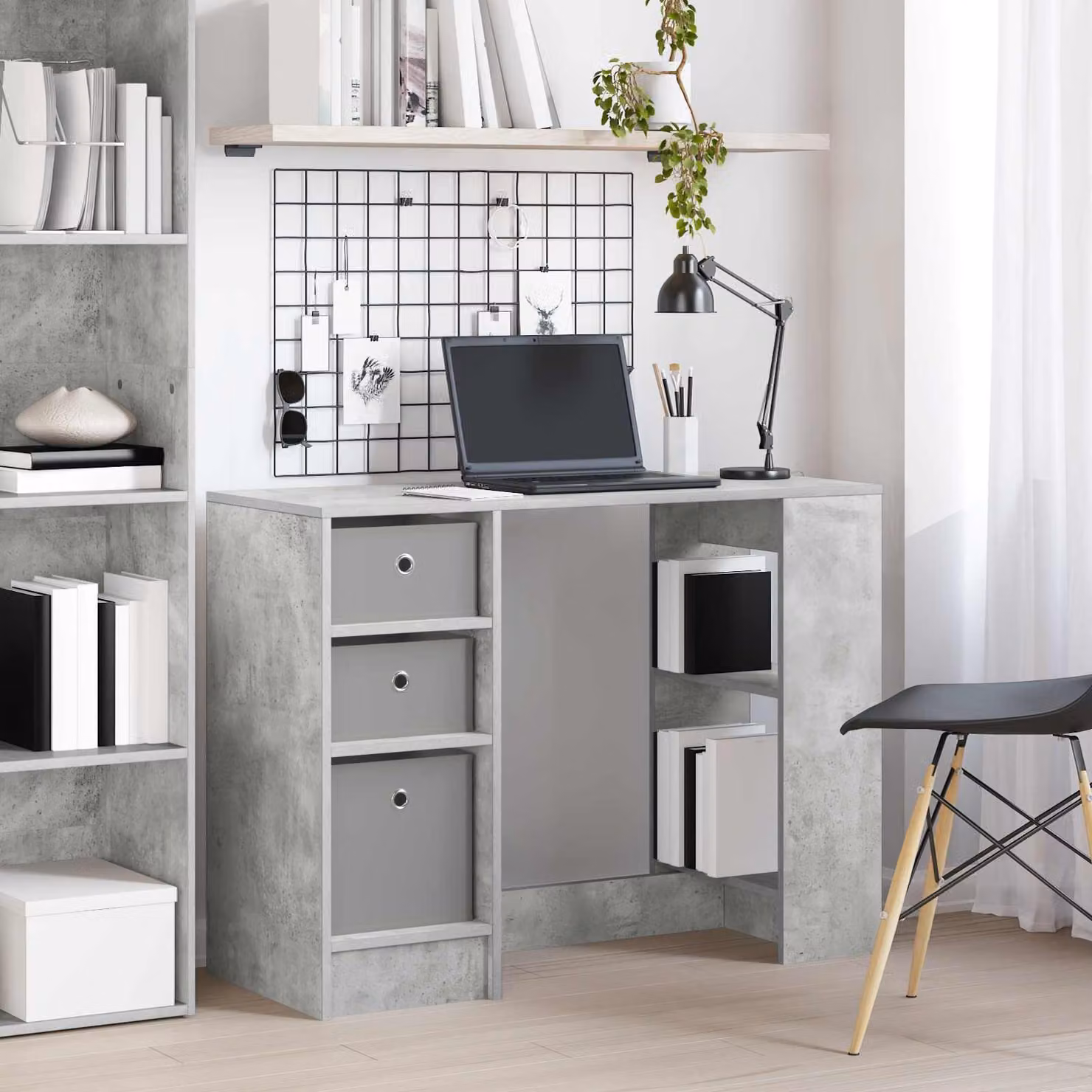 Scrivania moderna vidaXL in legno ingegnerizzato grigio L: 100 cm, P: 40 cm, H: 75 cm