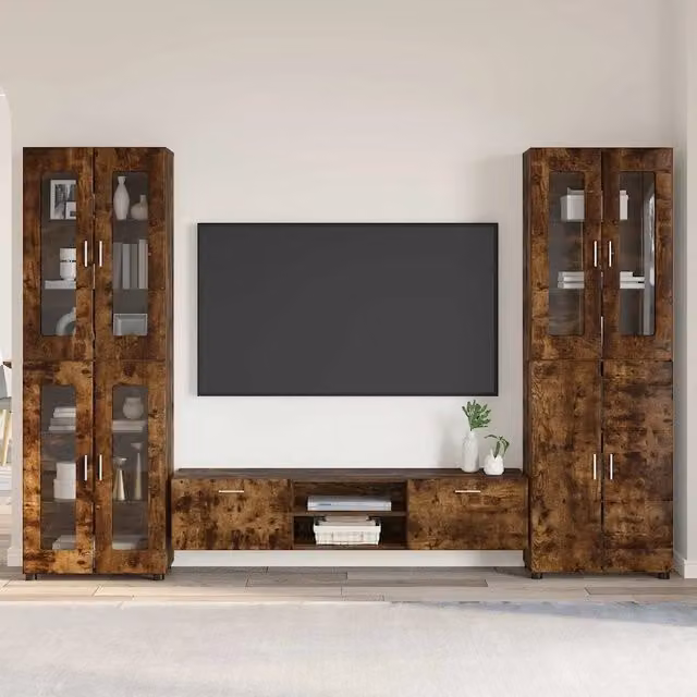 Set mobile TV FLORIN 3 pz Rovere fumé Legno ingegnerizzato 3398009