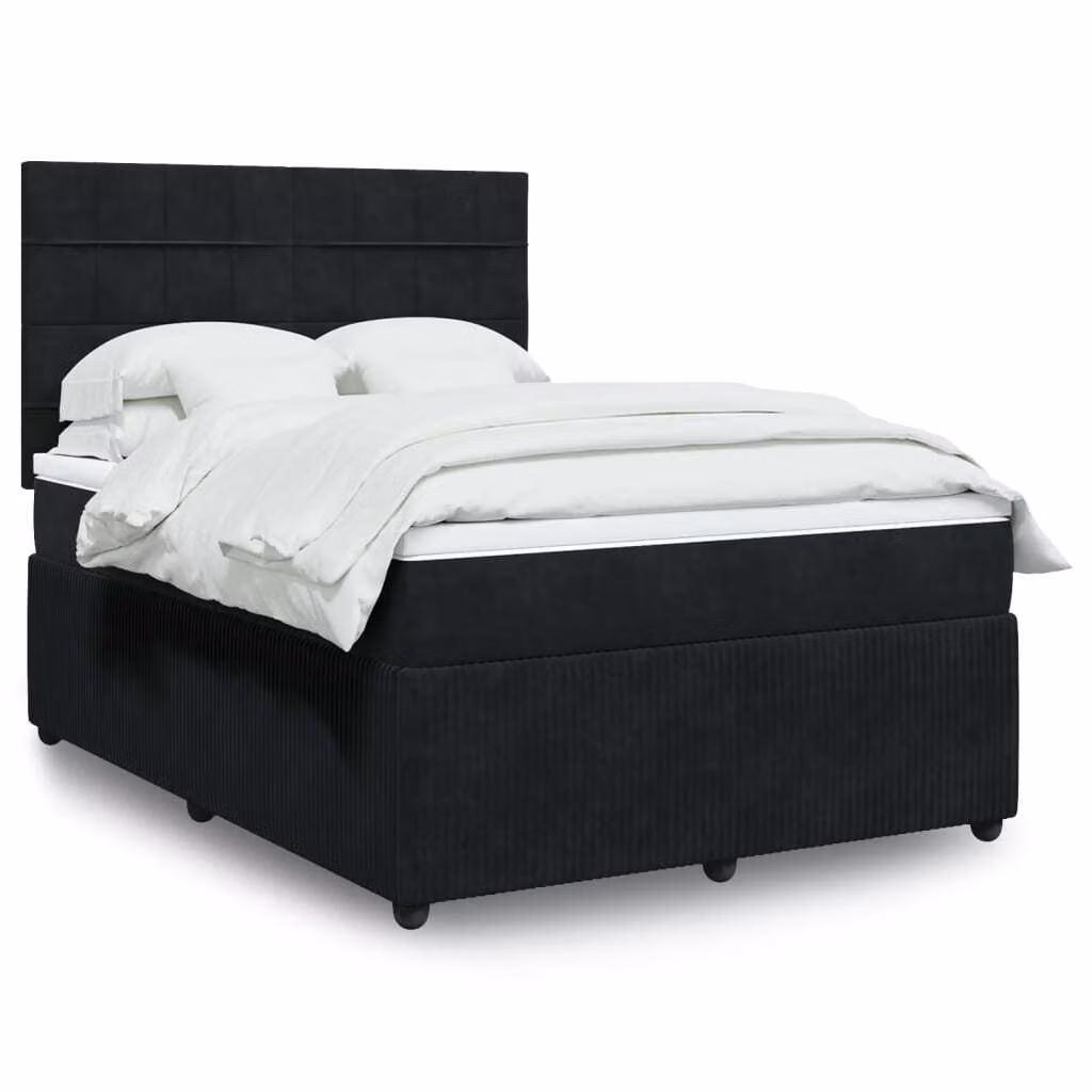 Maison Exclusive - Giroletto a Molle con Materasso Nero 140x190 cm in Velluto
