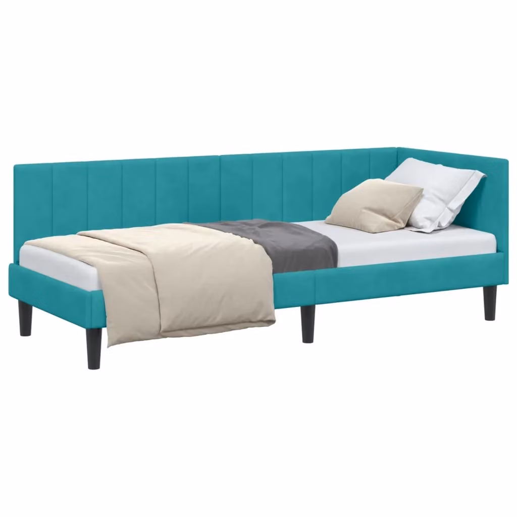 Letto ad angolo con chaise longue asimmetrica vidaXL in velluto turchese L: 80 cm, P: 200 cm, H: 84 cm – 2