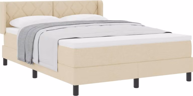 Letto a molle con testiera Crema 200 x 160 cm Tessuto