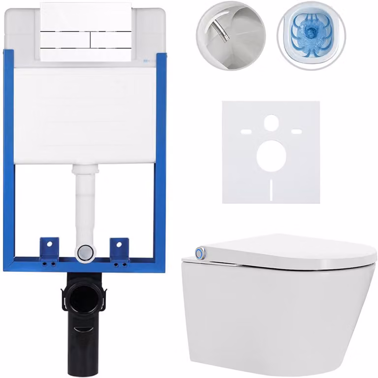 Set completo per WC Profi/Cronus Standard - bianco lucido - pulsante per WC modello Line/bianco - da incasso - 59,3x38,4 cm