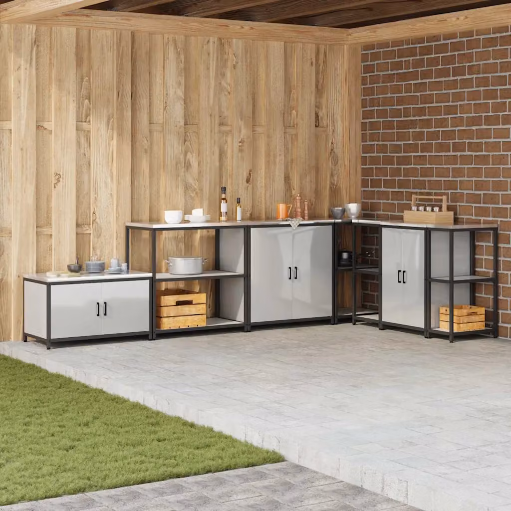 Unità di scaffali per cucina e giardino vidaXL HATTEM in metallo argento, L 90 x P 50 x H 92 cm