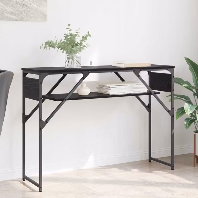 vidaXL Tavolo Consolle in Legno Rovere e Nero con Design Industriale L: 105 cm, P: 30 cm, H: 75 cm