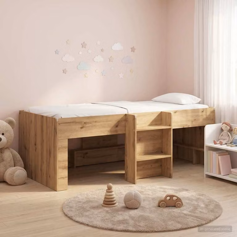 Letto alto singolo per bambini vidaXL in legno marrone L 200 x P 90 x H 111 cm