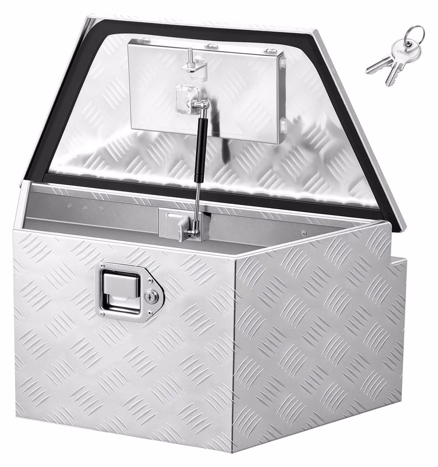 Box per timone - Cassetta portautensili/box per rimorchio in alluminio - 166 x 33 x 30,5 cm - Portata 50 kg - Chiusura con serratura e chiavi - Per rimorchi e pianali di pick-up - Argento