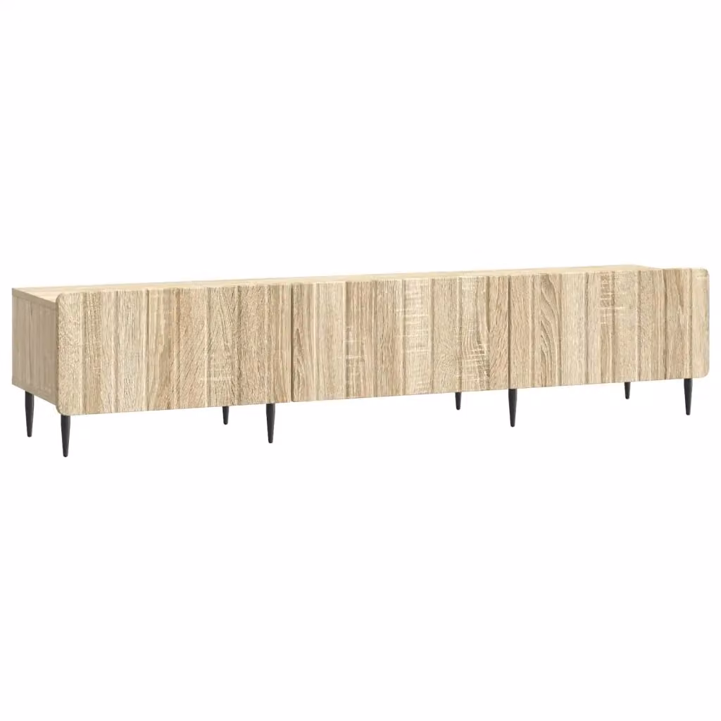 Mobile TV moderno vidaXL in legno e metallo color marrone, L: 147 cm, P: 34,5 cm, H: 32 cm – 2