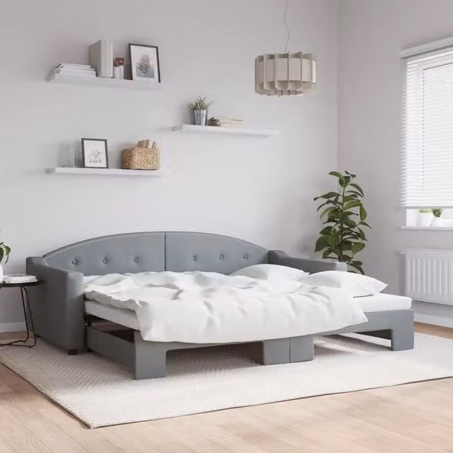 Divano Letto Moderno vidaXL in Tessuto Grigio con Letto Estraibile L/P/H: 223 x 90 x 151 cm – 1