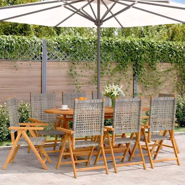 Sedie Reclinabili Pieghevoli 8pz Grigie Polyrattan 3214525