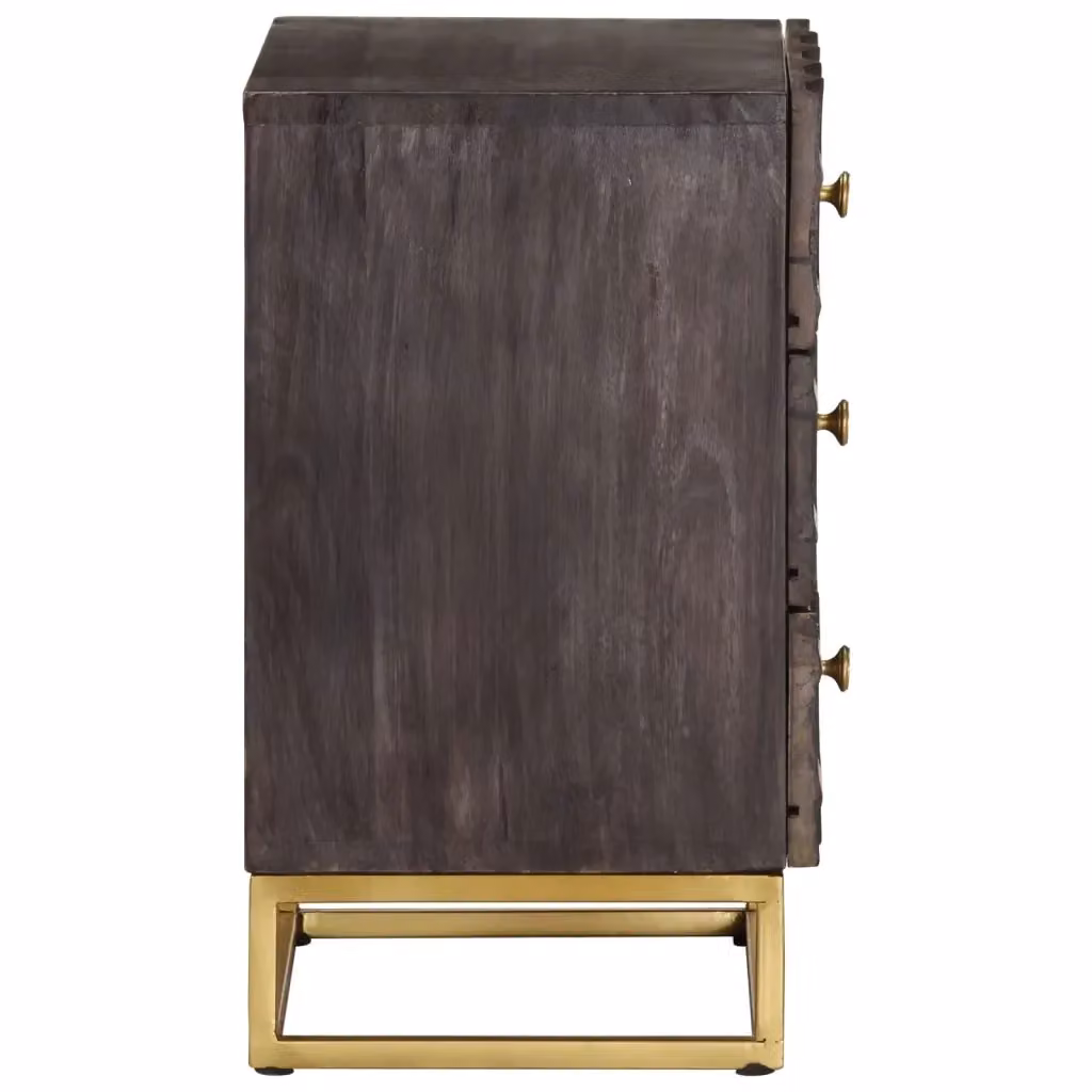 Comodino sospeso vidaXL in legno di mango e metallo nero stile industrial L: 40 cm, P: 30 cm, H: 50 cm – 2
